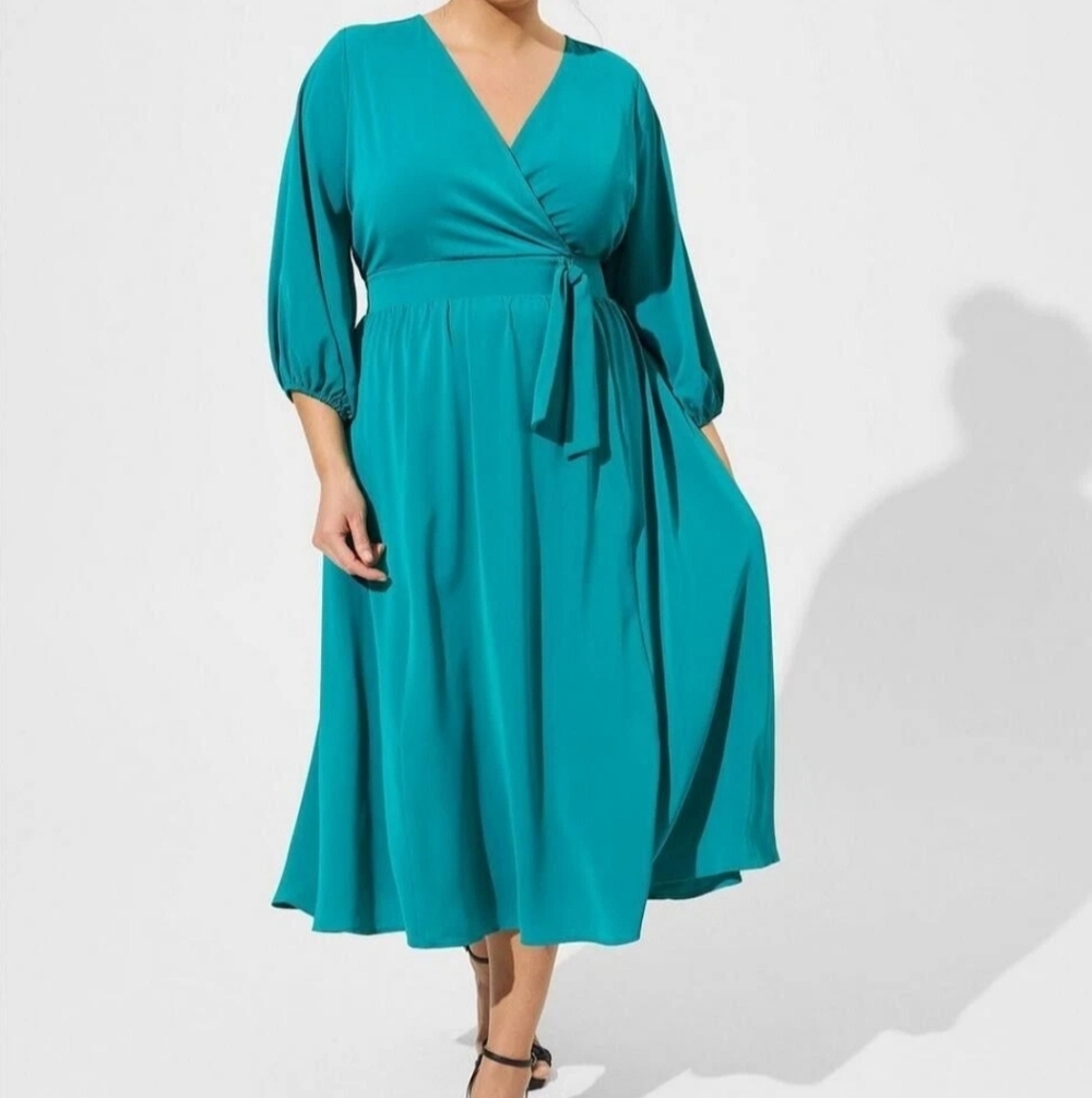 Torrid Teal Long Sleeve Dress Size 1X